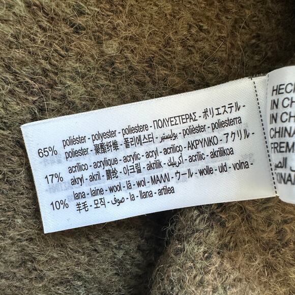 Zara Alpaca Wool Blend Cropped Relaxed Turtleneck Sweater Olive Green L - Picture 7 of 9